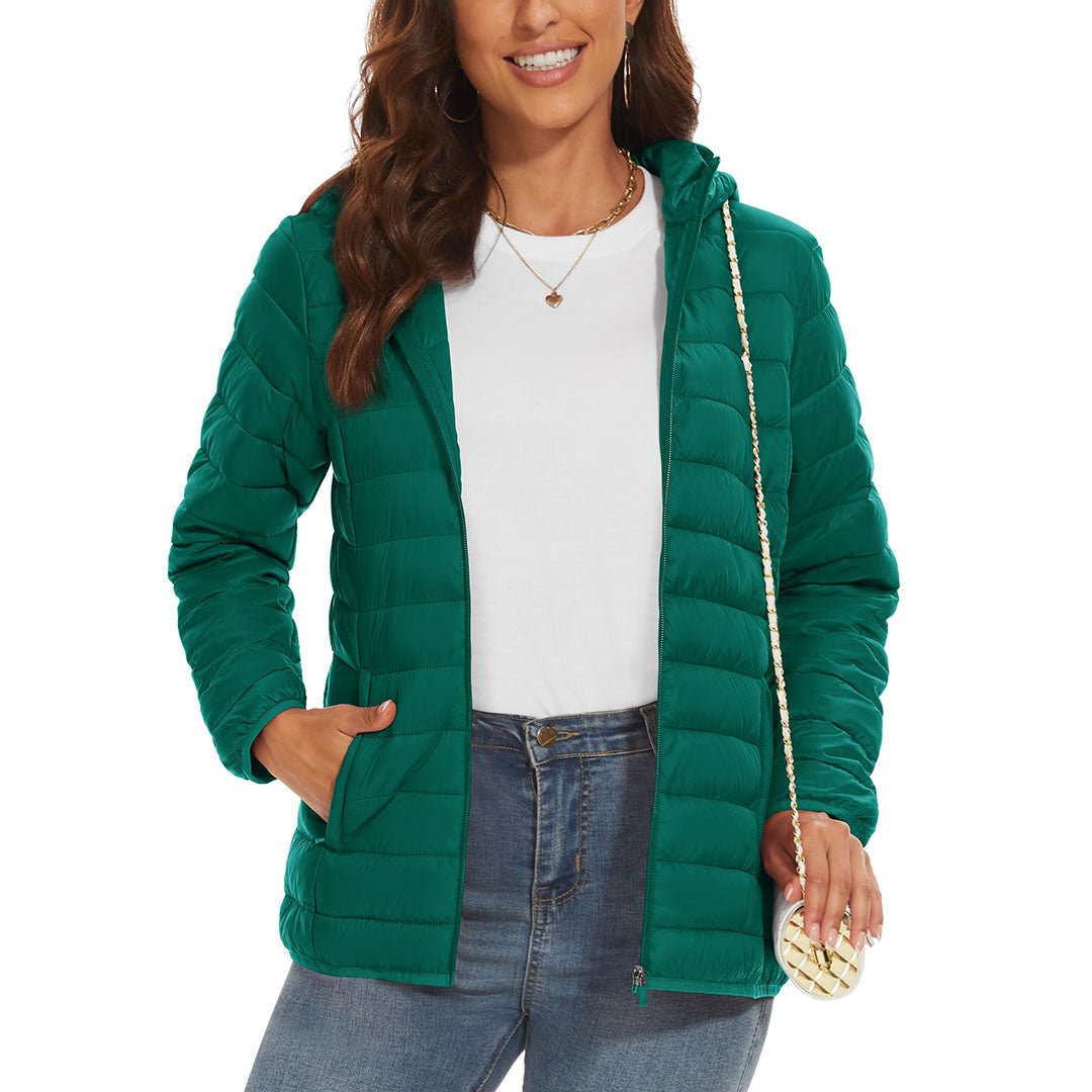 Women's Puffer Jacket Full-zip Water-Resistant Winter Hooded Coat
